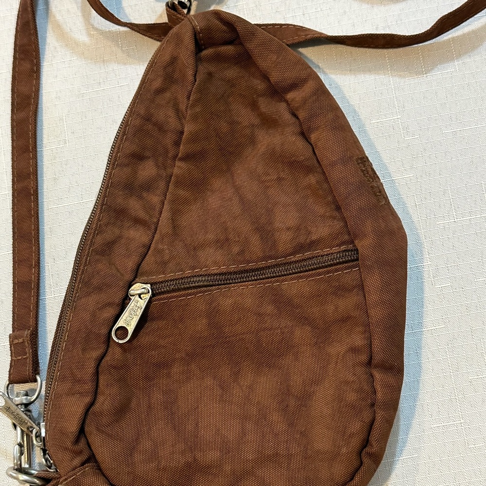 AmeriBag Healthy Back Bag Brown Sling Crossbody Small Nylon Teardrop